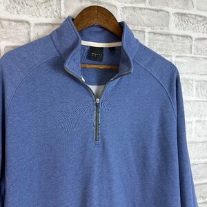 Dunning Golf Royal Blue Bamboo Blend Quarter Zip Pullover Sweater Mens LARGE